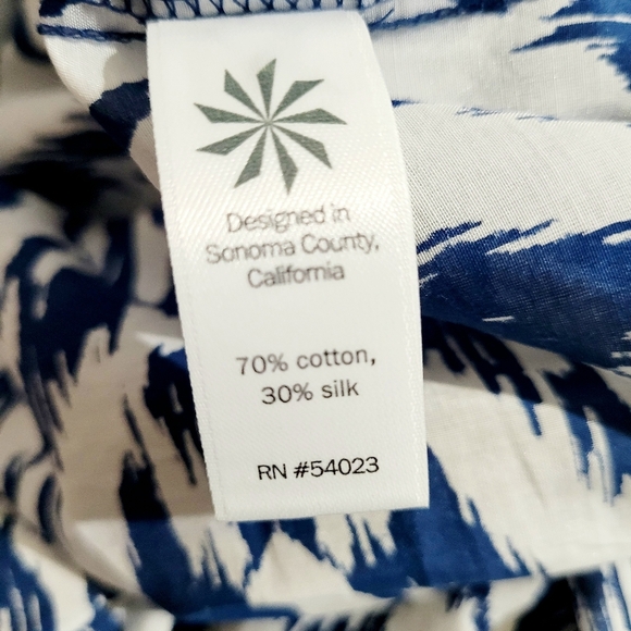 Athleta Ikat Print Tunic Dress Coverup SZ Medium Cotton Silk Blend Navy White - Picture 11 of 12